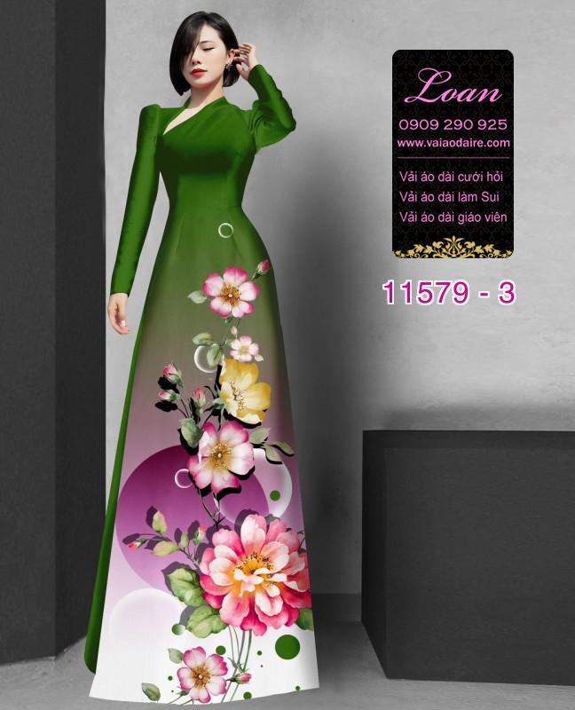 Vải áo dài hoa 3D