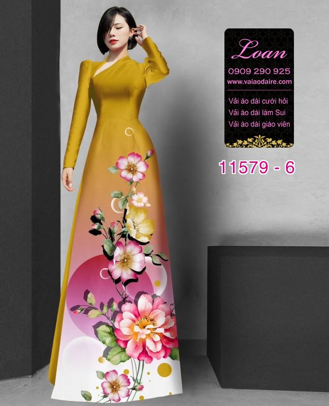 Vải áo dài hoa 3D