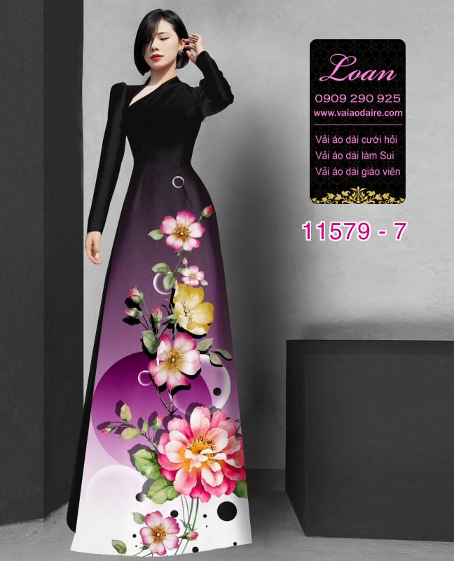Vải áo dài hoa 3D