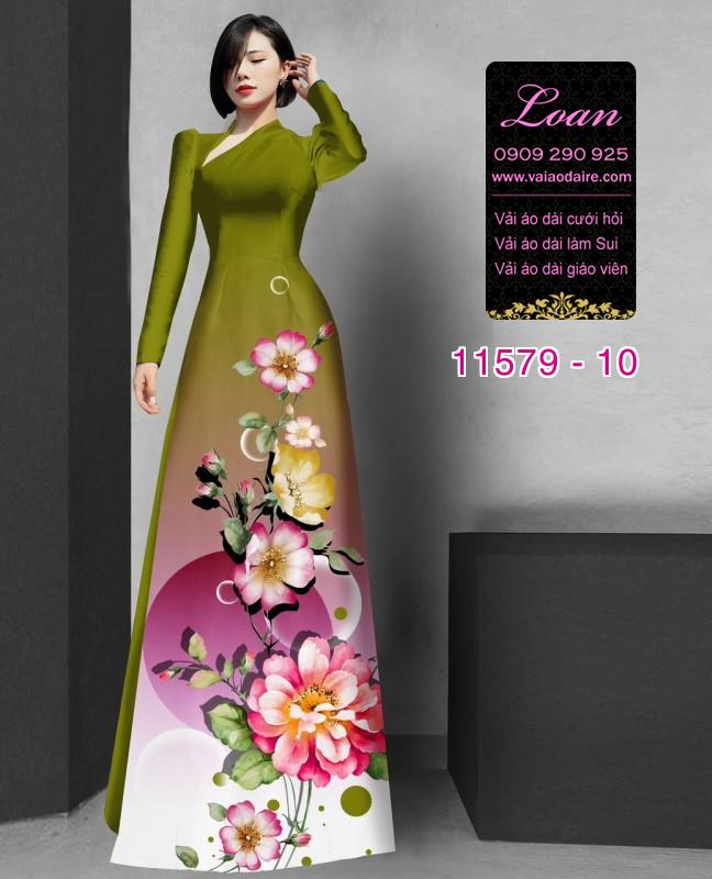 Vải áo dài hoa 3D