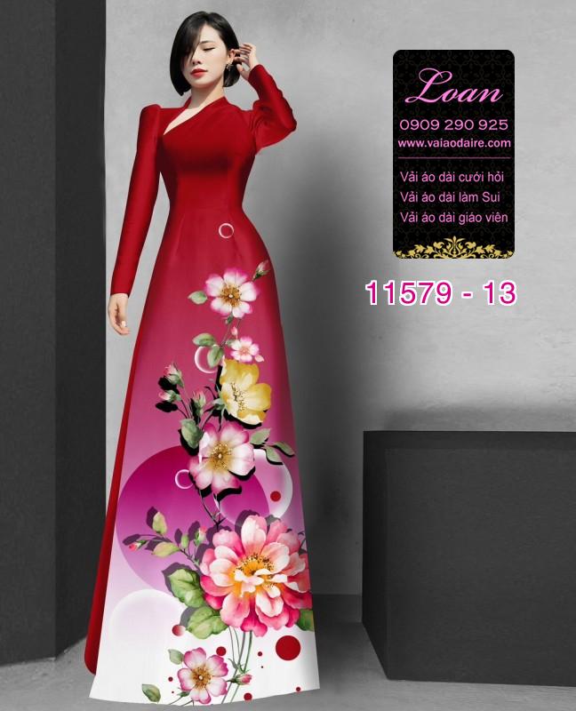 Vải áo dài hoa 3D