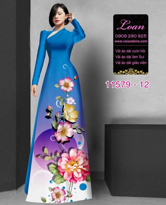 Vải áo dài hoa 3D