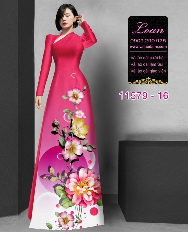 Vải áo dài hoa 3D