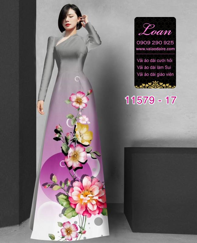Vải áo dài hoa 3D