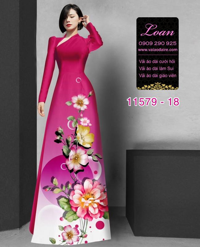 Vải áo dài hoa 3D