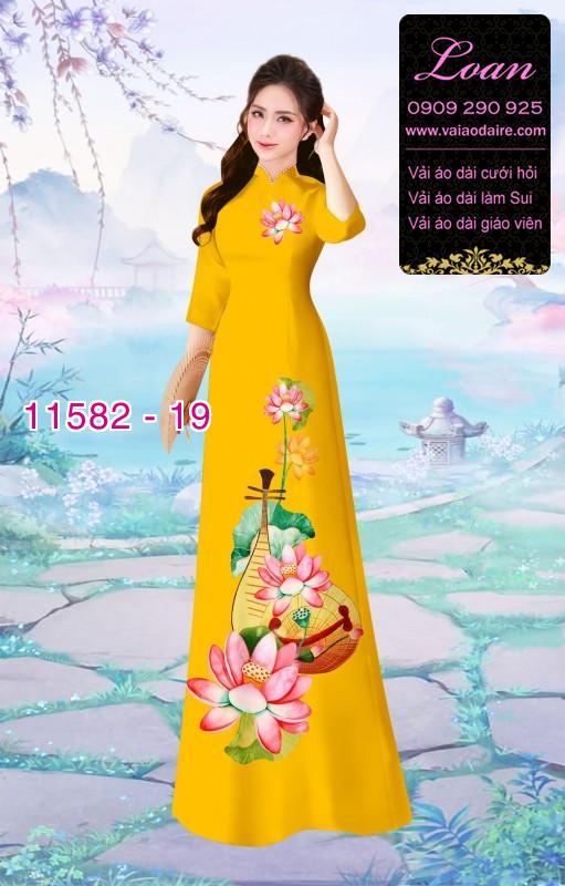 Vải áo dài hoa sen
