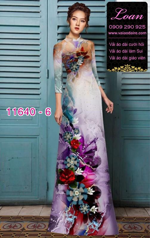 Vải áo dài hoa 3D