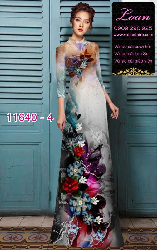 Vải áo dài hoa 3D