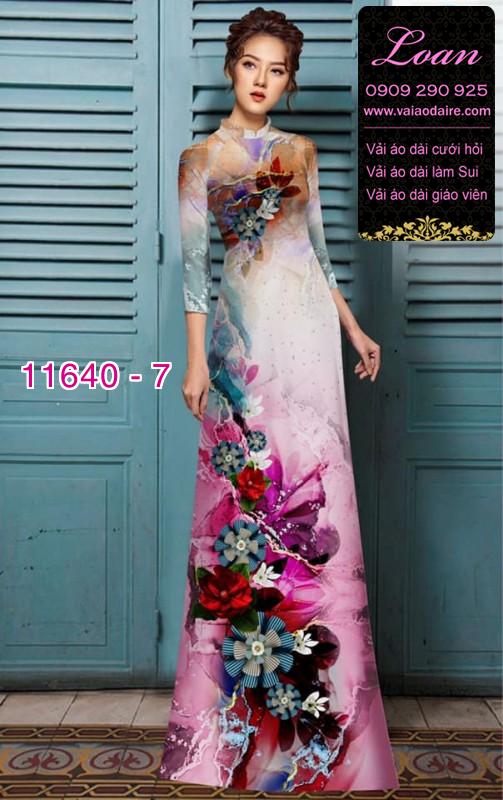 Vải áo dài hoa 3D