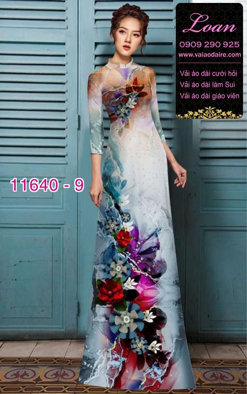 Vải áo dài hoa 3D