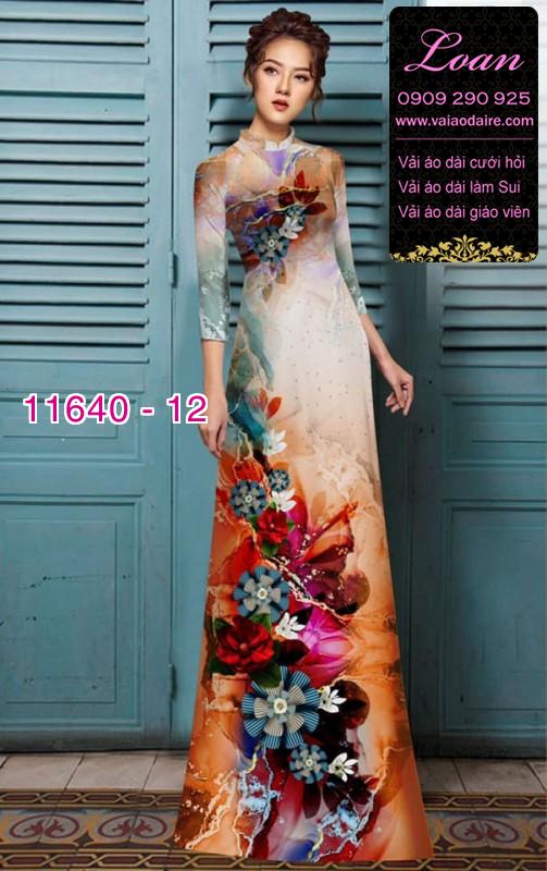 Vải áo dài hoa 3D
