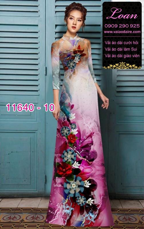 Vải áo dài hoa 3D
