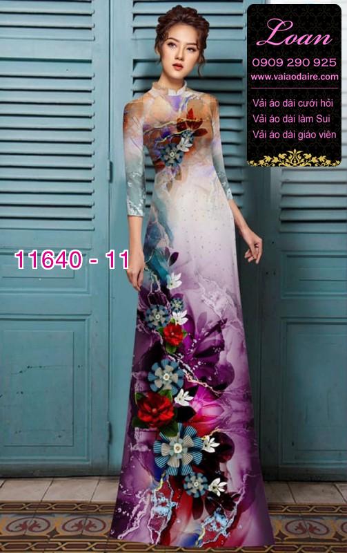 Vải áo dài hoa 3D