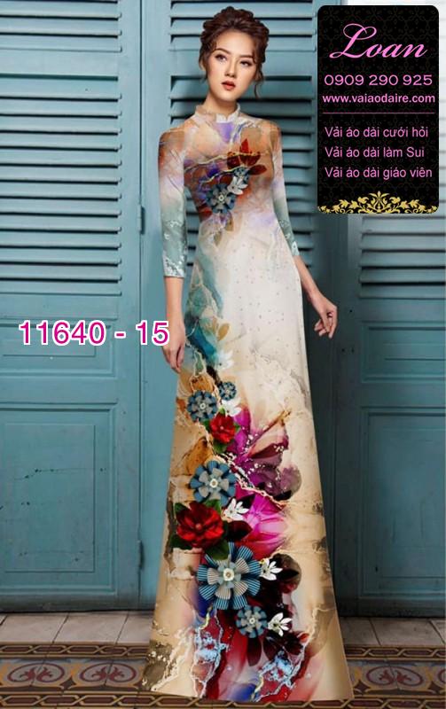 Vải áo dài hoa 3D