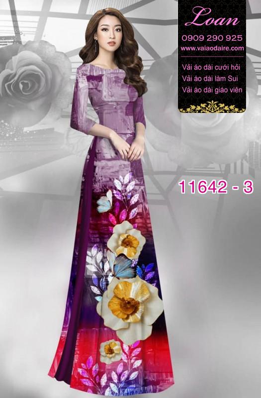 Vải áo dài hoa 3D