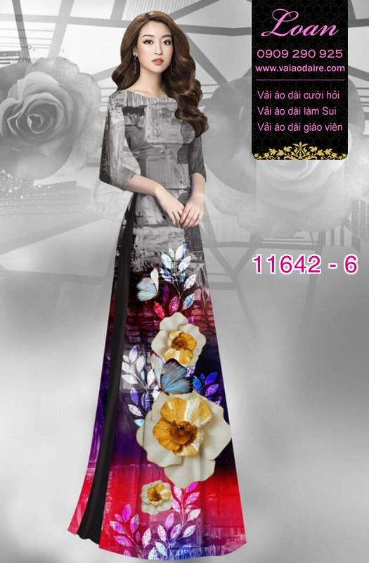 Vải áo dài hoa 3D