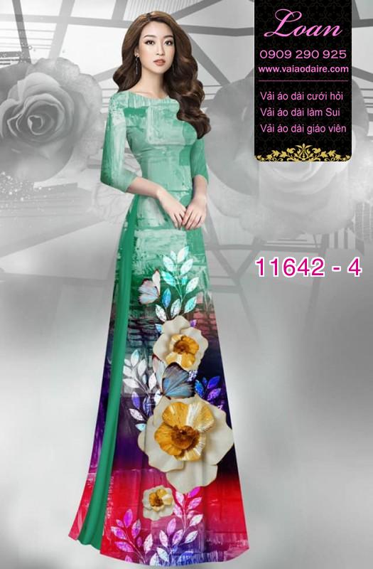 Vải áo dài hoa 3D