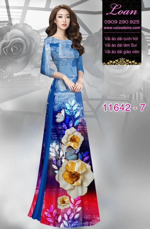 Vải áo dài hoa 3D