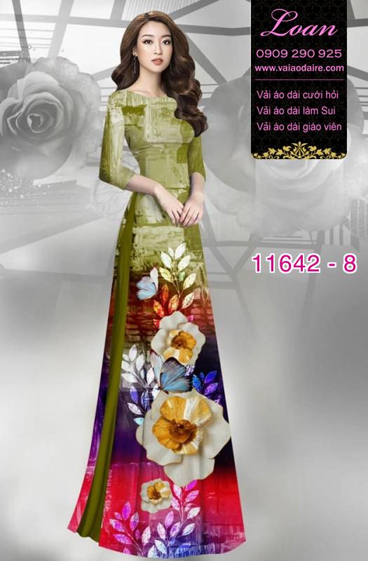 Vải áo dài hoa 3D