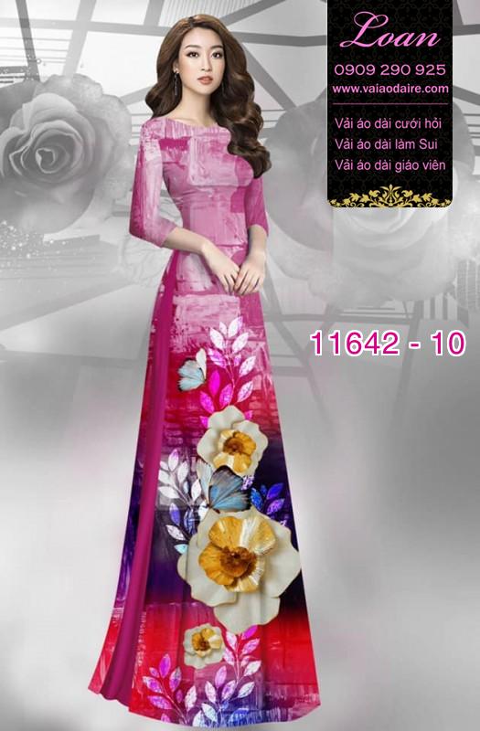 Vải áo dài hoa 3D