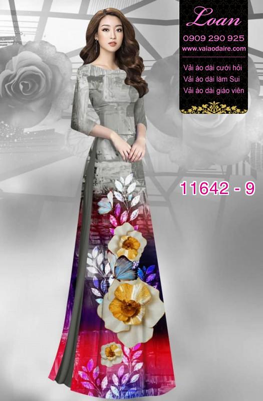 Vải áo dài hoa 3D