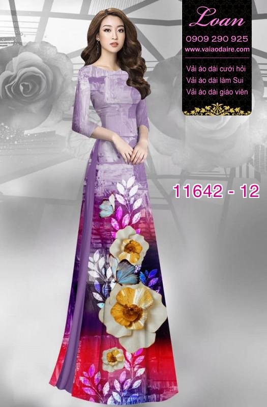 Vải áo dài hoa 3D