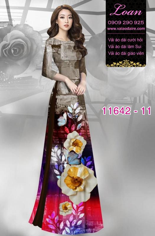 Vải áo dài hoa 3D