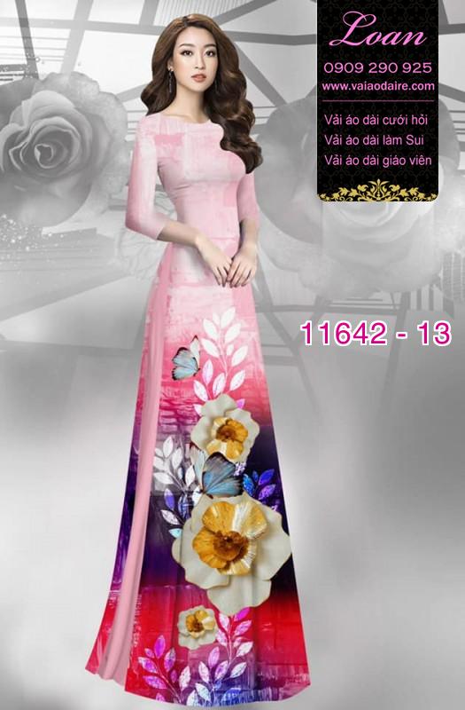 Vải áo dài hoa 3D