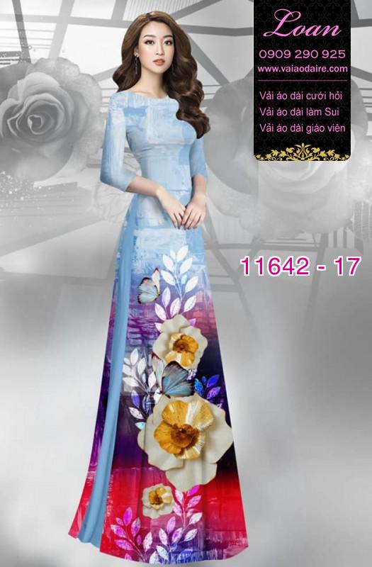 Vải áo dài hoa 3D