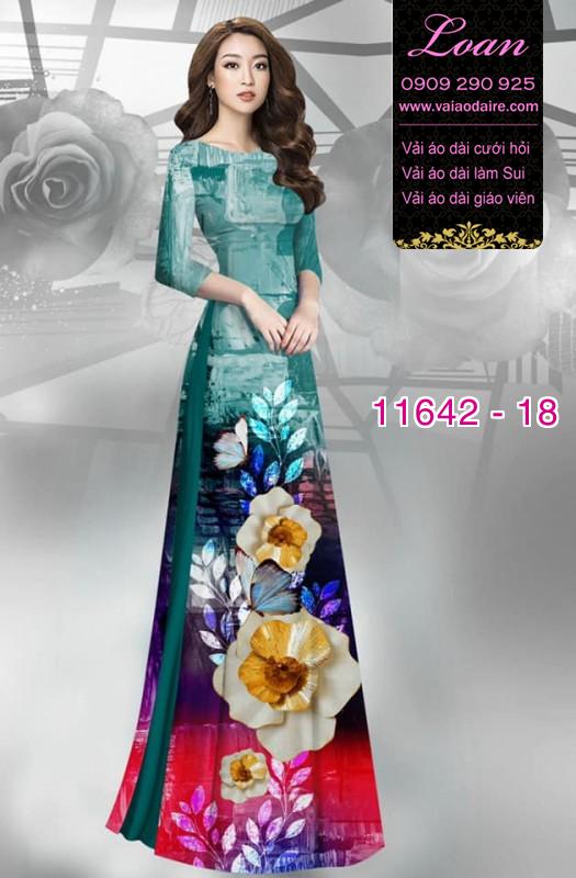 Vải áo dài hoa 3D