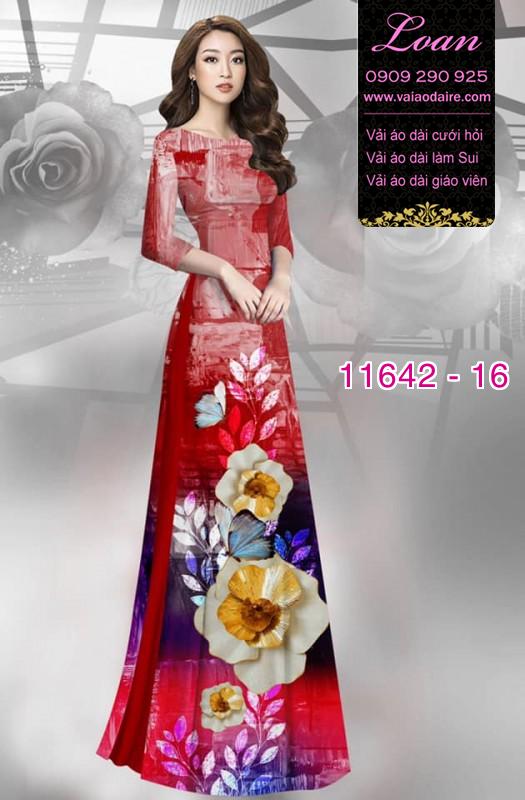 Vải áo dài hoa 3D