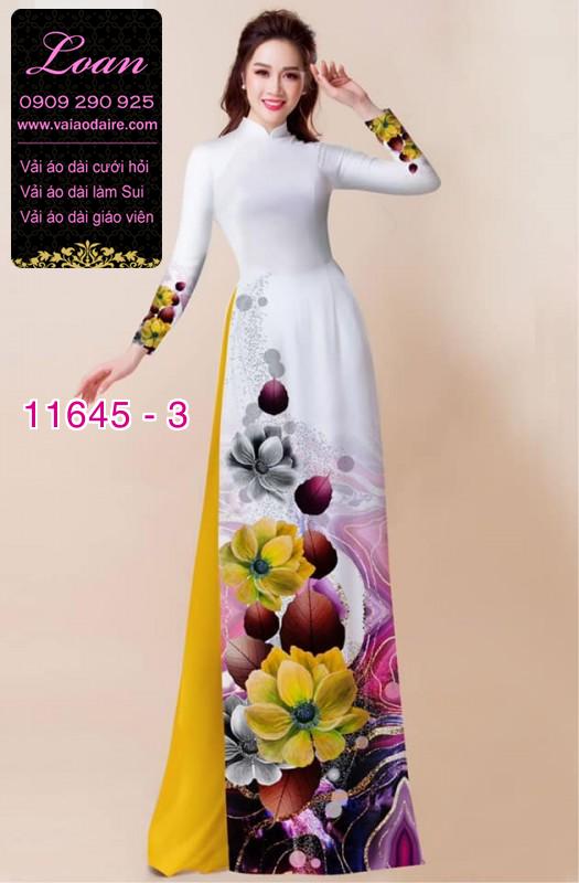 Vải áo dài hoa 3D