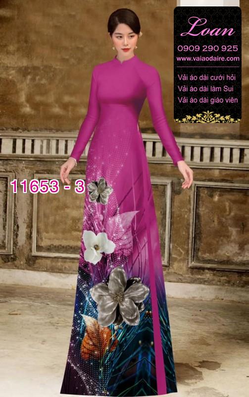 Vải áo dài hoa 3D