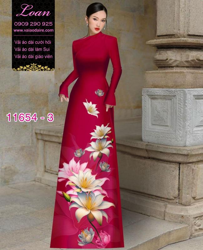 Vải áo dài hoa 3D