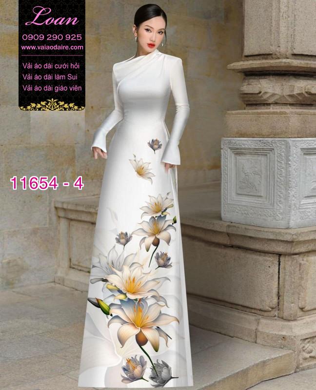 Vải áo dài hoa 3D