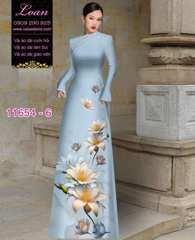 Vải áo dài hoa 3D