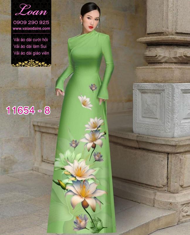 Vải áo dài hoa 3D