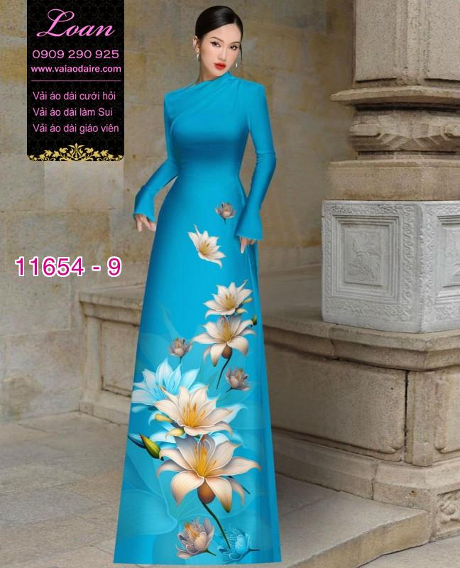 Vải áo dài hoa 3D