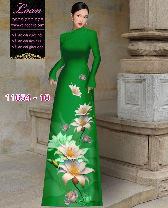 Vải áo dài hoa 3D