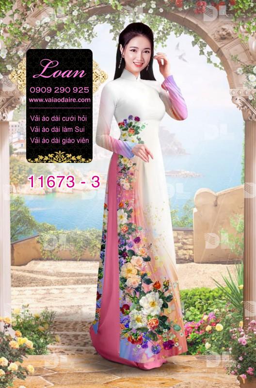 Vải áo dài hoa 3D