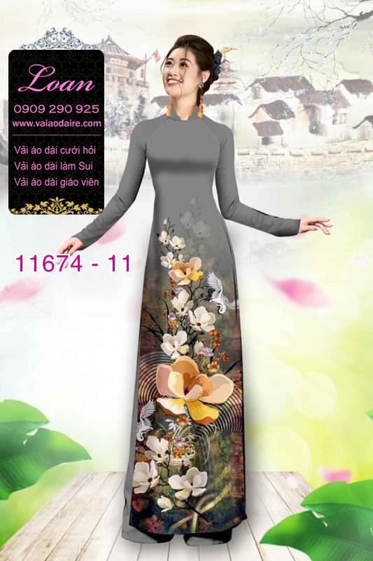 Vải áo dài hoa 3D
