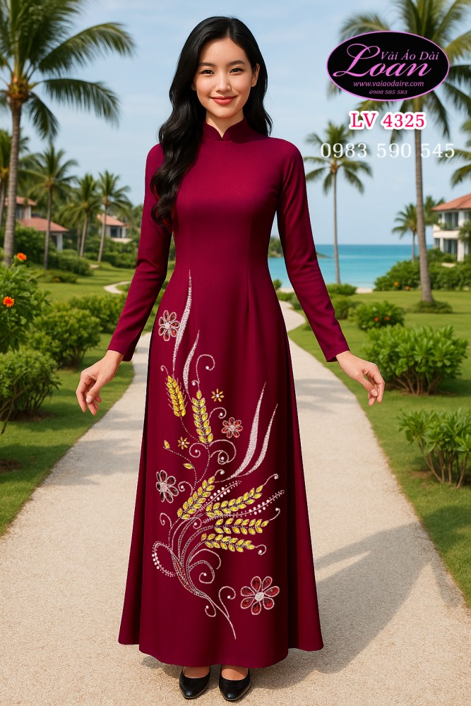 Vải áo dài kết pha lê