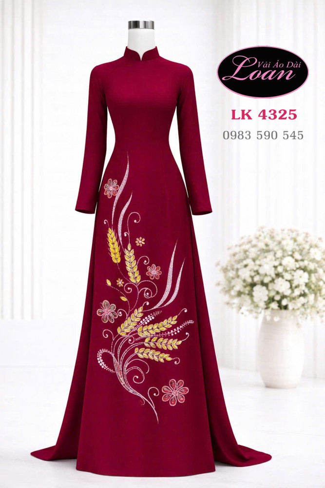 Vải áo dài kết pha lê-ADK 11682