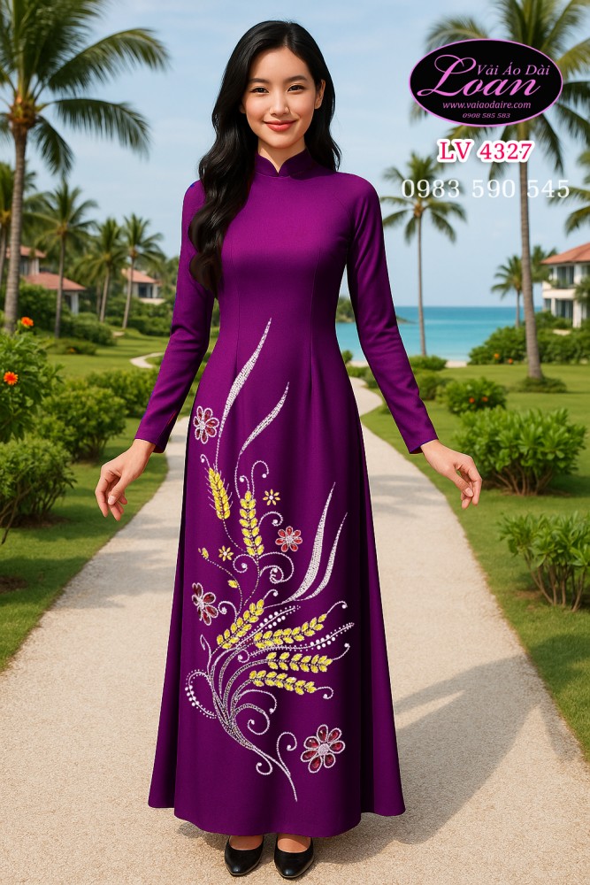 Vải áo dài kết pha lê