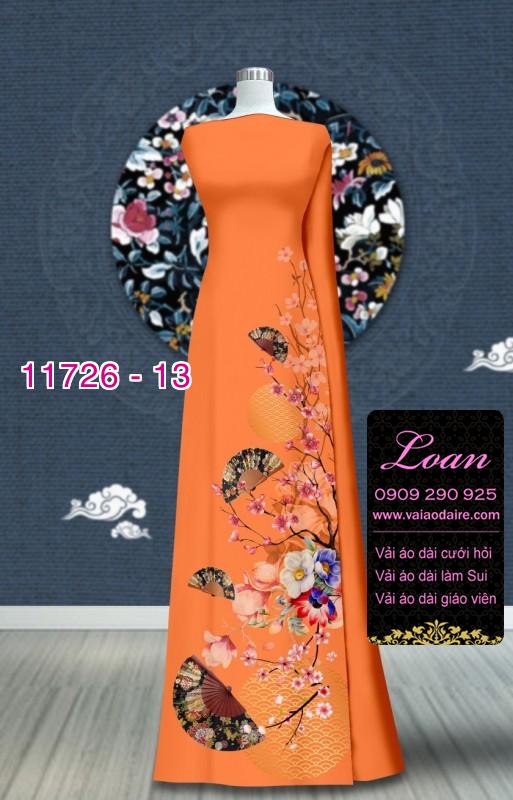 Vải áo dài tết hoa đào