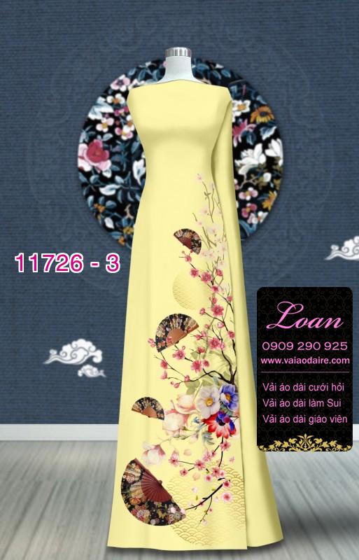 Vải áo dài tết hoa đào