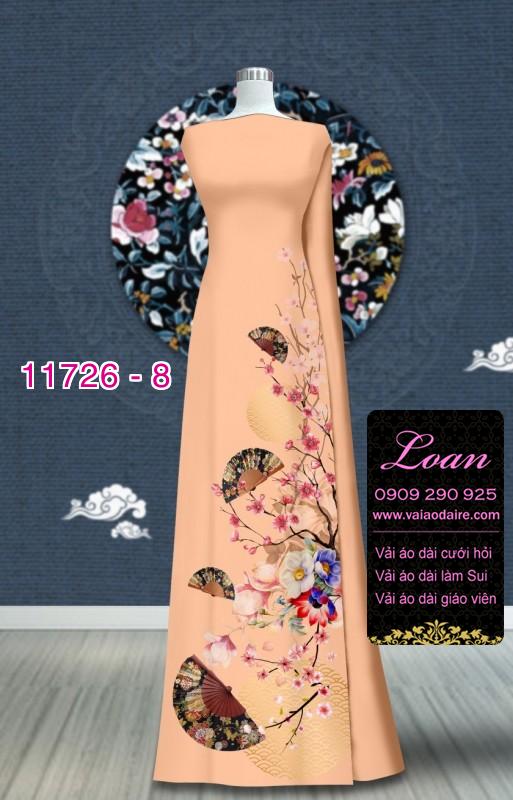 Vải áo dài tết hoa đào