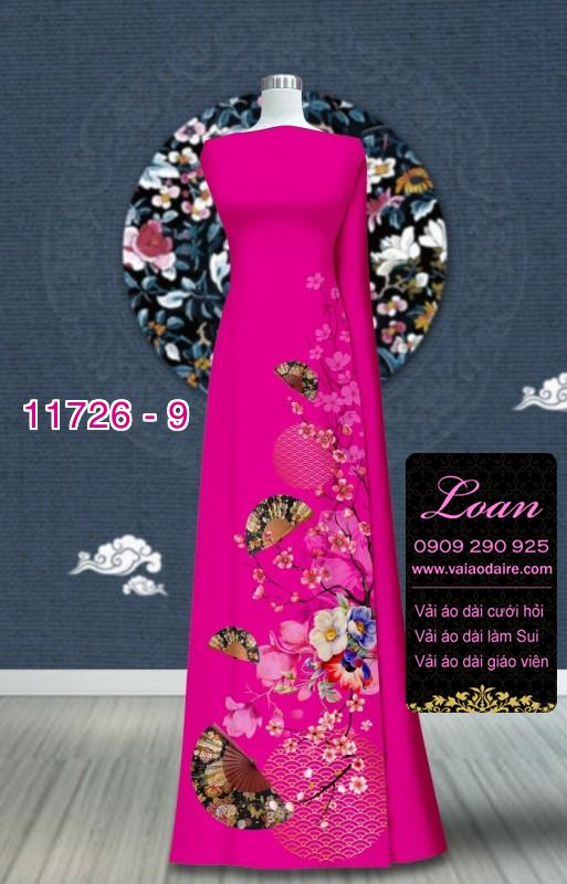 Vải áo dài tết hoa đào
