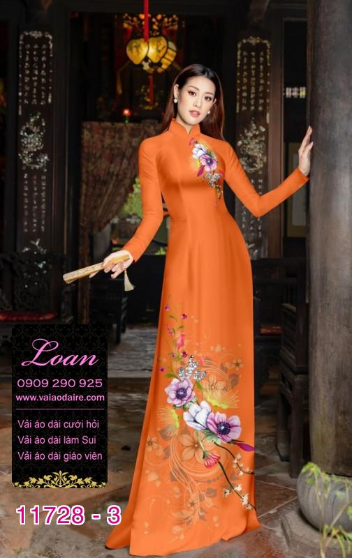 Vải áo dài hoa 3D