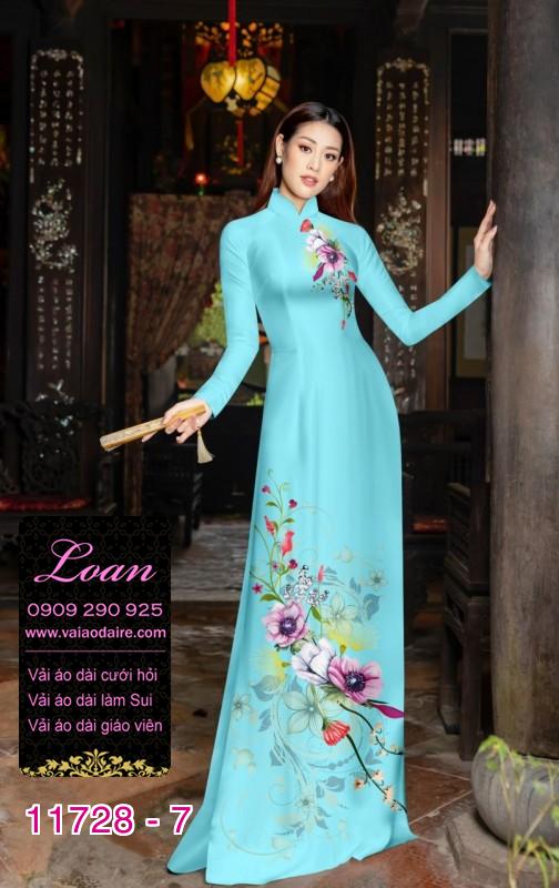 Vải áo dài hoa 3D